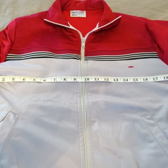 Vintage 1980s Track & Court Zip Sweatshirt Jacket Maroon Gray Men's Size M - Picture 8 of 10